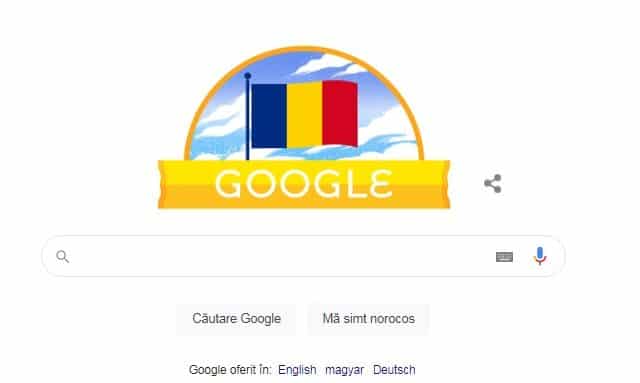 Google și-a modificat logo-ul cu ocazia Zilei Naționale a României