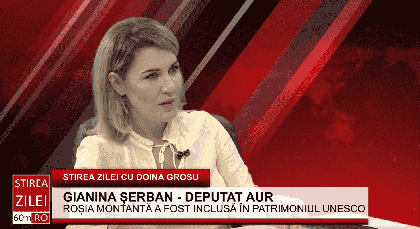 Gianina Șerban(AUR): “Roșia Montană este un caz fericit. Observăm cum resursele noastre sunt vândute, iar noi nu câștigăm nimic ca țară. Ei vin, distrug și pleacă” – 60m.ro